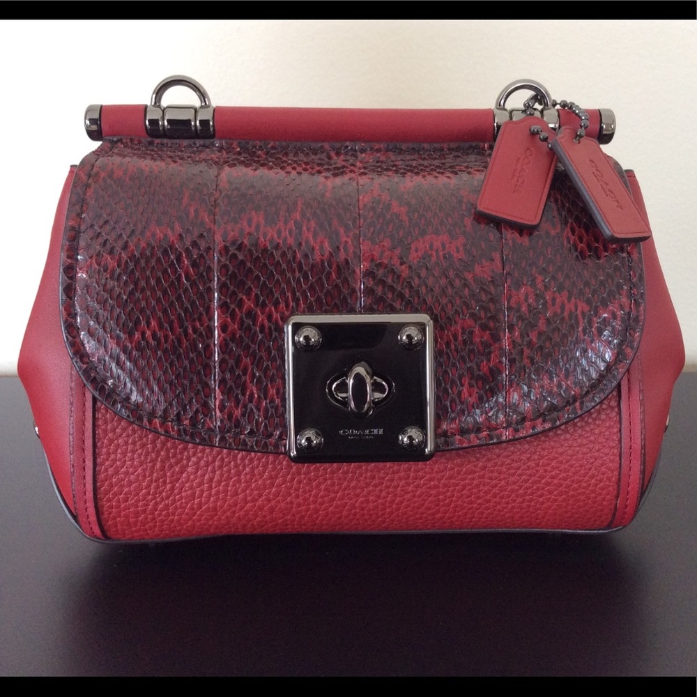 Coach Drifter snakeskin and leather in dark Cherry
